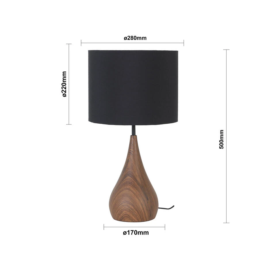 Tafellamp Svante - Zwart/Hout - Ø28cm 5 Tafellamp Svante - Zwart/Hout - Ø28cm - Afbeelding 3